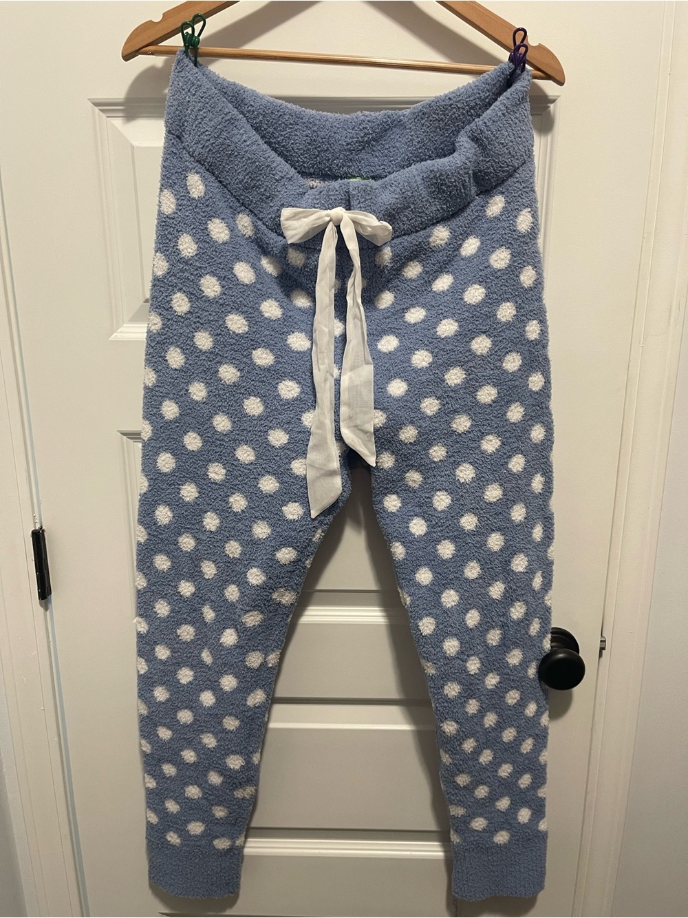 Pants Women Cozy Blue Polka Dot